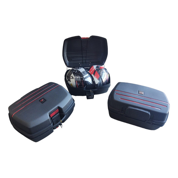 Caja Maletero Top Case Baul Moto 2 Cascos Con Respaldo 45 Lt