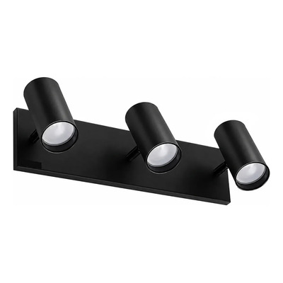 Aplique 3 Luces Negro Apto Led Gu10 Cabezal 3002 Negro