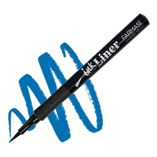 Ink Liner Farmasi, Delineador Resistente Al Agua, Negro Color Azul Efecto Mate