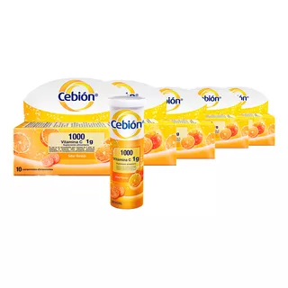 Pack Cebión Vitamina C 10 Comprimidos Efervescentes X 5ud Sabor Orange