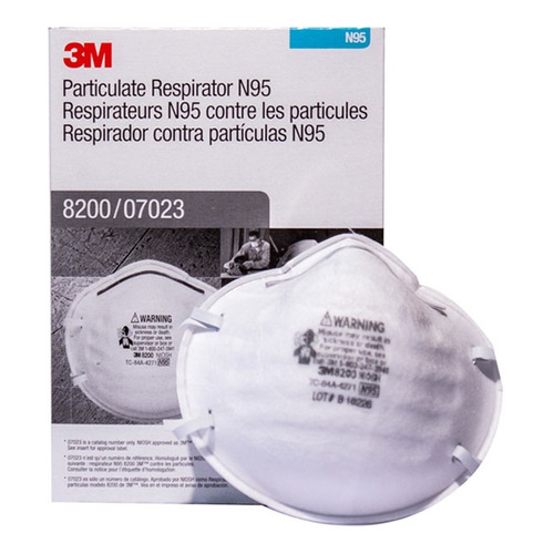 20 Pzas Mascarilla Cubrebocas N95 Respirador 3m®, Mod. 8200