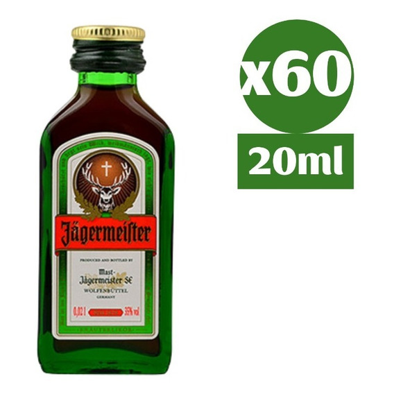 60x Jagermeister 20ml Botella Vidrio Miniatura Coleccion