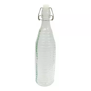 Botella De 1 Litro Vidrio Con Tapa Hermética Con Ondas Nueva