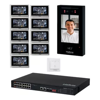 Kit Videoporteiro Coletivo Ip Xpe 3200 9 Tvip 3000 Intelbras