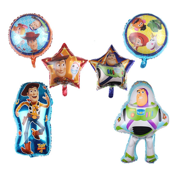 Pack 6 Globos Metalizados Buzz Light Year Woody Toy Story