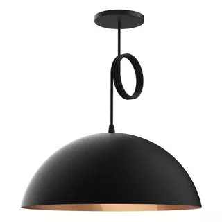 Lampara Colgante Campana Grande 40cm Techo E27 Color Negro Combinado Cobre