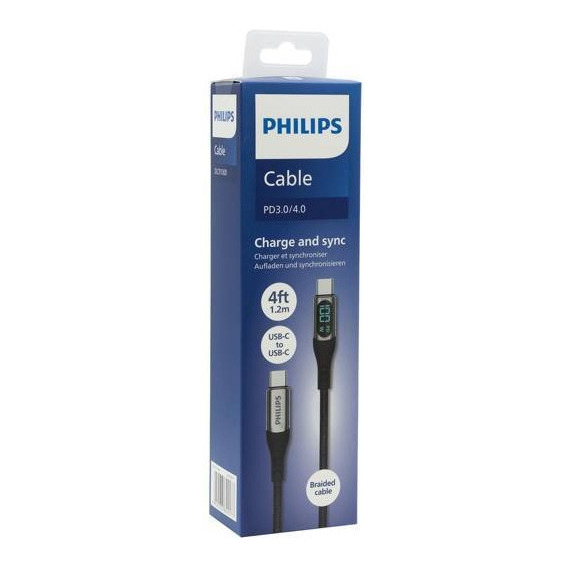 Cable Usb C A Usb C Philips Pd3.0/4.0 100w Con Pantalla Lcd