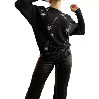 Sweater Tejido Importado Detalles  Strass Estrellas
