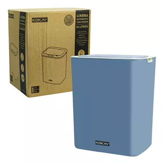  Kokay  056-0035 Lixeira Sensor Automática Banheiro Cozinha Lixo Inteligente Cor Azul