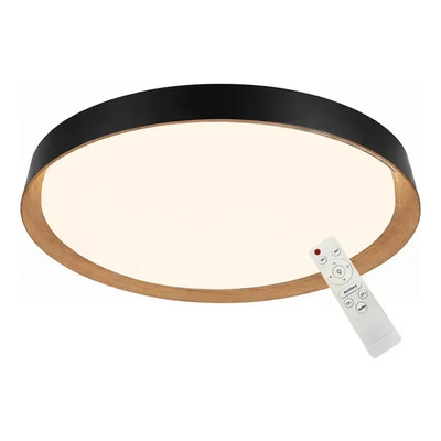 Plafon Led Nordic R Negro Madera Moderno Cct Lda81032-nm Sf Negro/madera