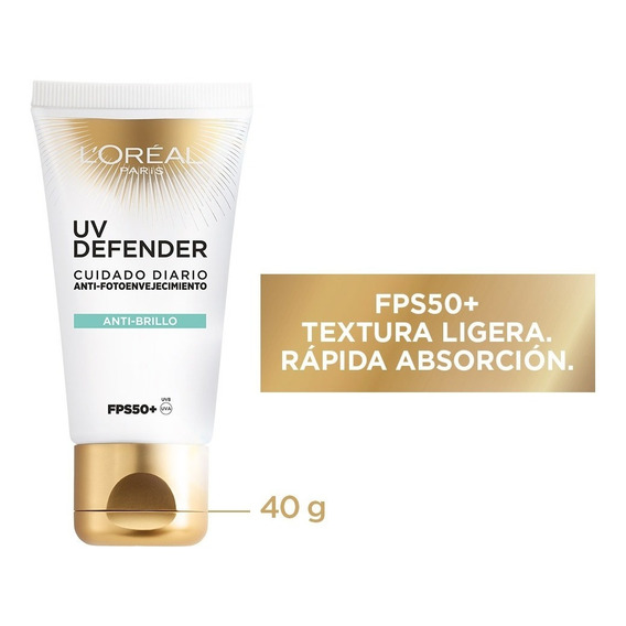 Protector Solar L'oréal Paris Anti Brillo Fps50 Uv Defender