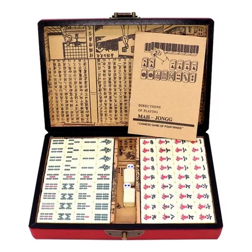 Mais novos jogos de azulejo Mahjong conjunto 2 pessoas/4 pessoas Mahjong  durável viagem Mahjong silenciador Mahjong caixa de embalagem de metal  antigo