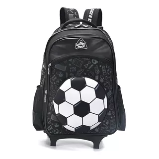 Mochila Carro Futbol 18p Termoformada Skora - Color Negro Diseño De La Tela Liso
