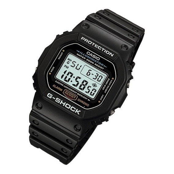 Reloj de pulsera Casio G-Shock DW5600 de cuerpo color negro, digital, fondo gris, con correa de resina color negro, agujas color digital, dial negro, subesferas color digital, minutero/segundero negro
