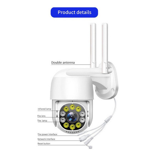 Cámara De Seguridad Wifi Hd 720p Con Alarma Vision Nocturna Color Blanco