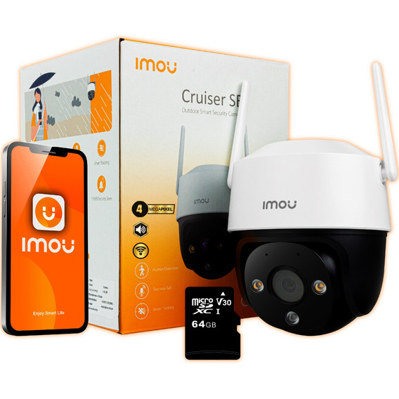 Cámara Seguridad Cruiser 4mp Imou Wifi Exterior Ip + Sd 64 G