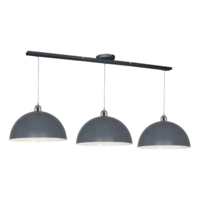 Lampara Colgante 3 Luces Deco Moderno Apto Led E27 Geo Gris Con Cromo 2