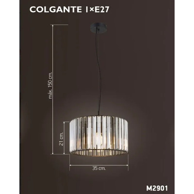 Colgante Cairel Cristal 35cm Apto Led E27 Mks