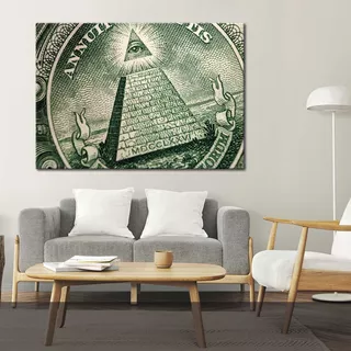 Cuadro Mistico Piramide Dollar Estadounidense Canvas 90x60