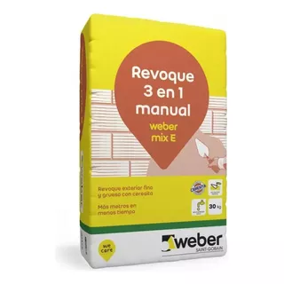 Revoque Weber Mix E 3 En 1 X 30kg C/hidrofugo Interior/exter