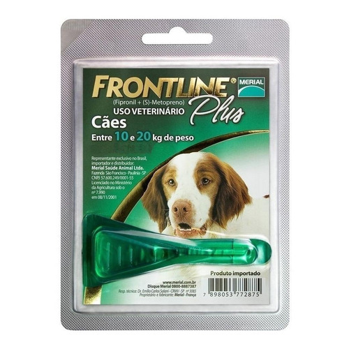 Pipeta antiparasitario para pulga Merial Frontline Plus para perro de 10kg a 20kg