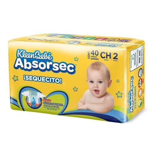 Pañales Kleenbebe Absorsec Unisex Chico 40 Piezas Etapa 2