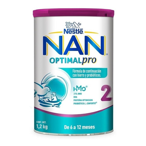 Leche de fórmula en polvo Nestlé Nan Optimal Pro 2 en lata de 1 de 1.2kg - 6  a 12 meses