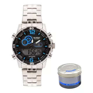 Reloj Hombre G-force Acero Platinum G-frc Analogo Y Digital 