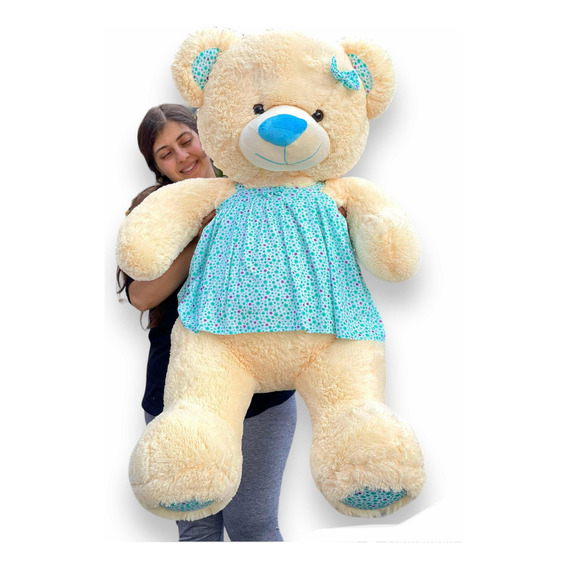 Osa De Peluche Gigante Vestido + Moño + 3 Globos