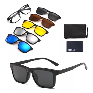 Óculos De Sol Clip On 5 Lentes Removíveis Magnético Iceman Cor Tr-2202a