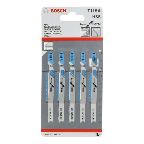 Hoja Sierra Caladora X 5 Unidades Para Metal Bosch T118a Hss