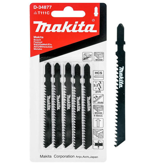 Hoja de sierra Makita Tico-tico D-34877, kit con 5 hojas