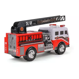 Camion Bomberos Juguete Con Luces Sonido 30cm Mighty Fleet Color Rojo Personaje Bombero