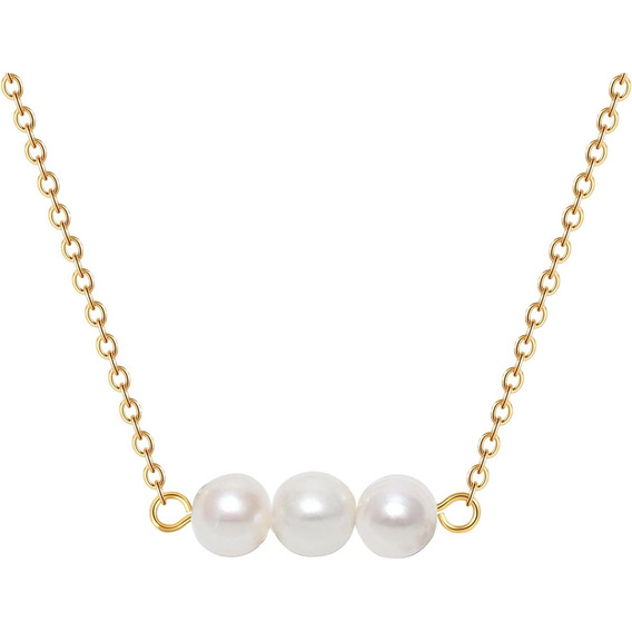 Gargantilla Con Triple Collar De Perlas Blancas - Niñas Nupc