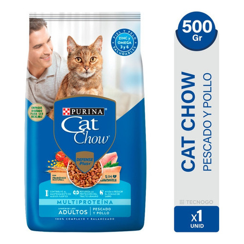 Alimento Gato Adultos Cat Chow Adultos Pescado Pollo 500gr