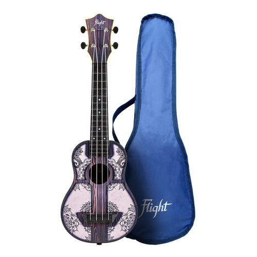 Flight Tus40 Mw Ukulele Soprano Acustico Mandala Wood Funda Color Gris