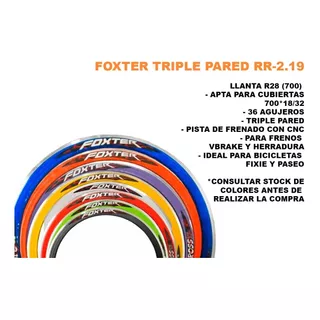 Llanta Aro Foxter Triple Pared - Rodado 28 700 - Fixie