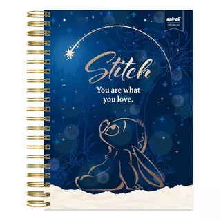 Caderno Capa Dura 10 Materias Stitch Escolar Spiral 150folha Cor Azul