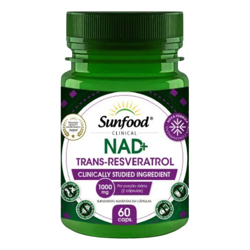 Resveratrol Nad Trans, 1000 mg, 60 cápsulas, Sunfood, sin sabor