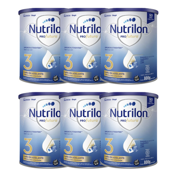 Combo X6 Nutrilon Profutura 3 Leche En Polvo 800g 