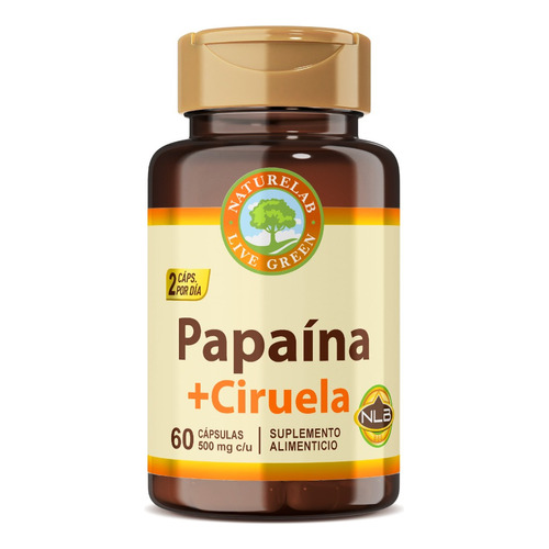 Papaína + Ciruela - 60 Cápsulas De 500mg- Naturelab Sabor Sin sabor