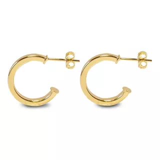 Aros Argolla Tubo Cuadrado Enchapado Oro 18k