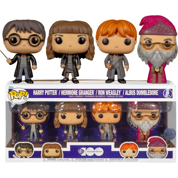 Funko Pop! Pack X4 Harry Potter Hermione Ron Dumbledore  Xuy