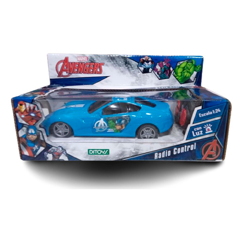 Avengers Auto Radio Control 1:24 4 Funciones Con Luz Ditoys Color Azul