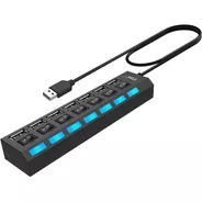 Hub Usb 7 Puerto Extension Multiplicador Switch Luces Skyway