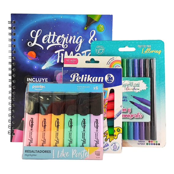 Aprende Lettering Y Timoteo Libro + Marcadores Y Resaltadore