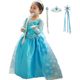 Vestido Frozen Elsa Importado. Set Frozen Y Accesorios