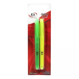 Marca Texto Fluorescente 1 Amarelo + 1 Verde Kit