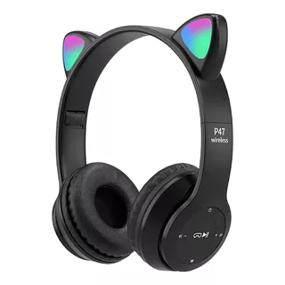 Auricular Inalámbrico Orejas De Gato Bluetooth Manos Libres Color Negro