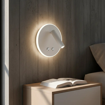 Aplique Velador Moderno Dallas 6w+3w Touch Calido Blanco Blanco